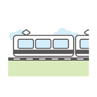 井の頭線で来院される方への案内を込めた電車のイラスト