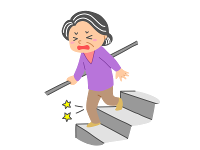 階段を降りる際に膝が痛い女性をイメージさせるイラスト
