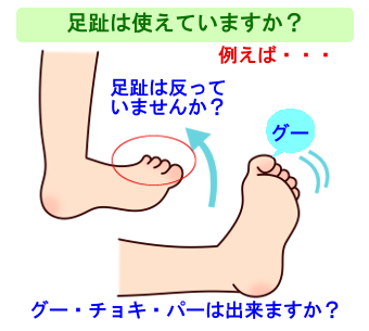 足趾が使えているかをイメージしてもらうイラスト